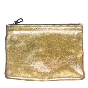 Marc Jacobs Gold Leather Zip Clutch Bag
